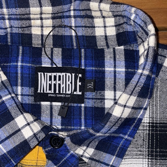 Ineffable Color Block Flannel Button Up/ Down Shirt (L/ XL) - Picture 2 of 5